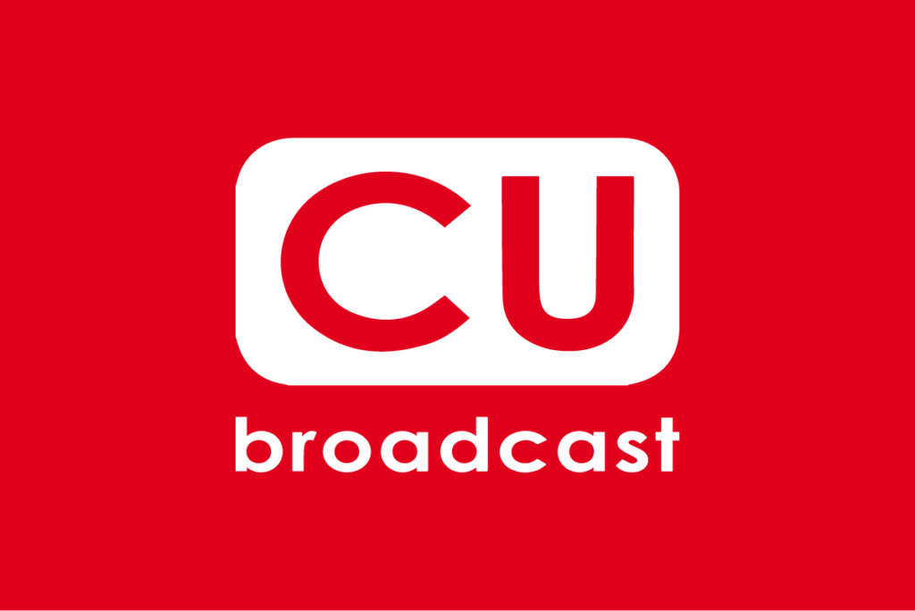 CU Broadcast logo in white on red background