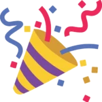 Colorful confetti and streamers party popper illustration