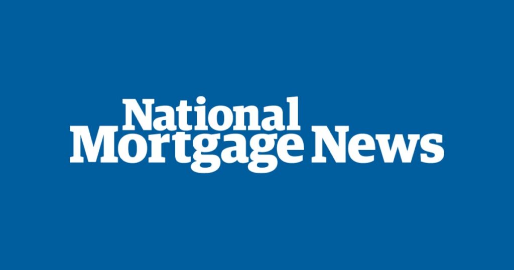 Logo of National Mortgage News on blue background
